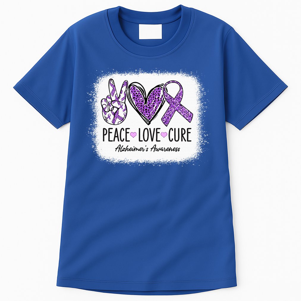 Peace Love Cure We Wear Purple For AlzheimerS Awareness Tall T-Shirt