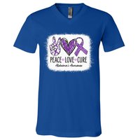 Peace Love Cure We Wear Purple For AlzheimerS Awareness V-Neck T-Shirt