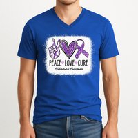 Peace Love Cure We Wear Purple For AlzheimerS Awareness V-Neck T-Shirt