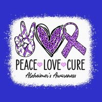 Peace Love Cure We Wear Purple For AlzheimerS Awareness V-Neck T-Shirt