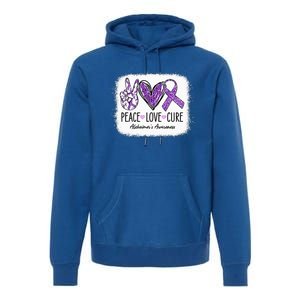 Peace Love Cure We Wear Purple For AlzheimerS Awareness Premium Hoodie