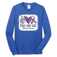 Peace Love Cure We Wear Purple For AlzheimerS Awareness Tall Long Sleeve T-Shirt