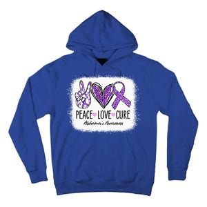 Peace Love Cure We Wear Purple For AlzheimerS Awareness Tall Hoodie