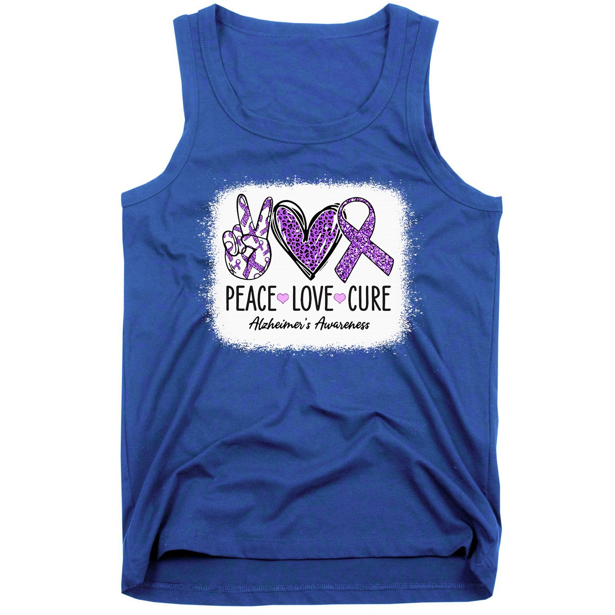 Peace Love Cure We Wear Purple For AlzheimerS Awareness Tank Top