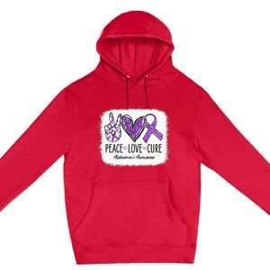 Peace Love Cure We Wear Purple For AlzheimerS Awareness Premium Pullover Hoodie