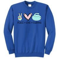 Peace Love Curling Cute Design Teen Gift Tall Sweatshirt