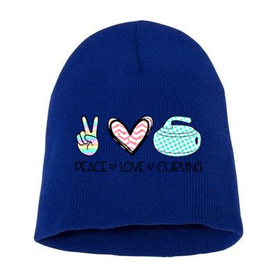 Peace Love Curling Cute Design Teen Gift Short Acrylic Beanie