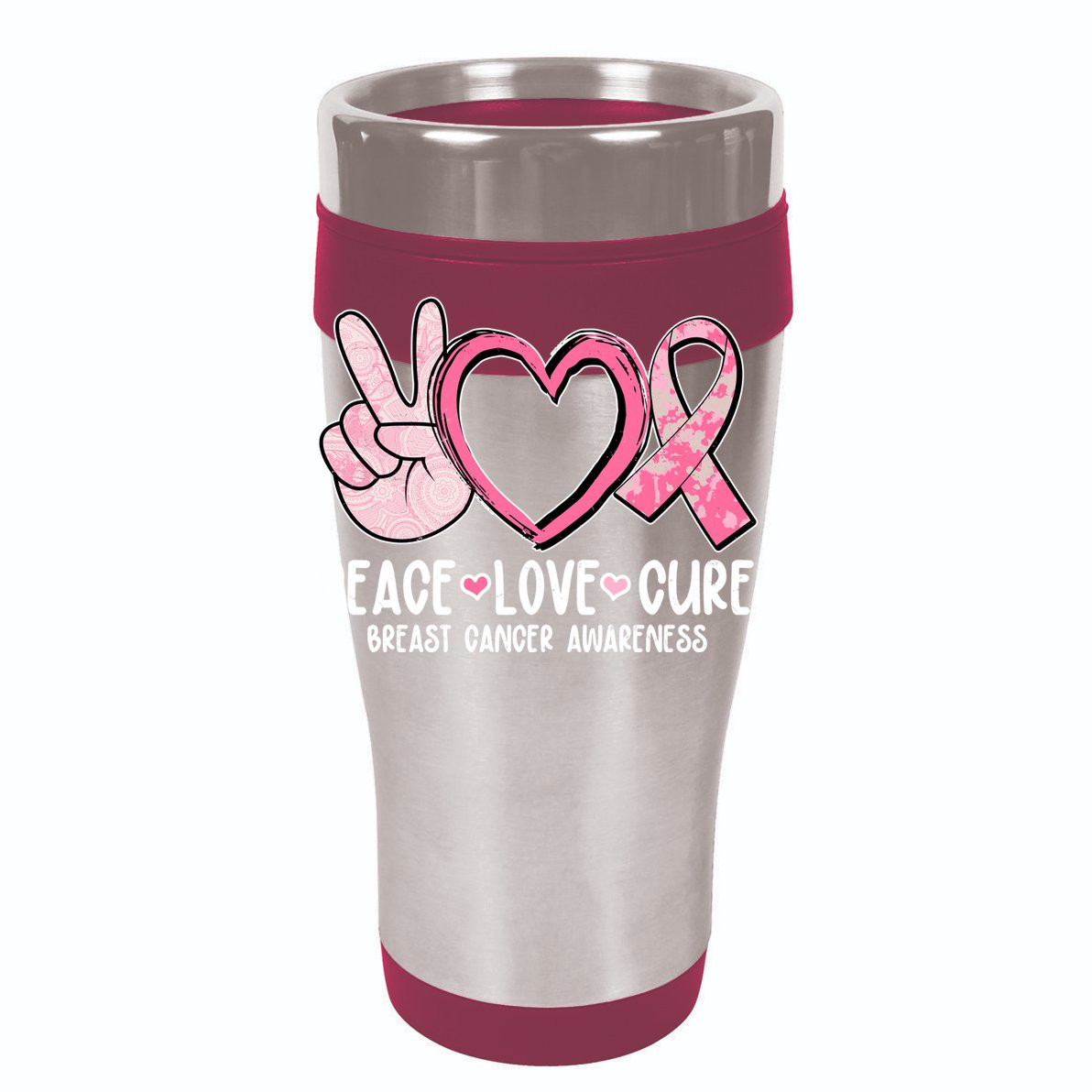 Peace Love Cure Breast Cance Awareness Sustainable Bucket Hat