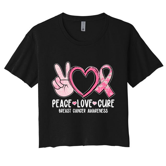 Peace Love Cure Breast Cance Awareness Crop Top