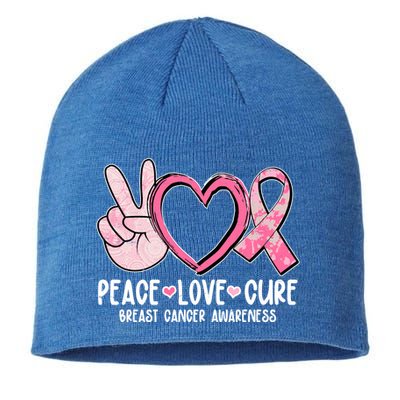 Peace Love Cure Breast Cance Awareness Sustainable Beanie