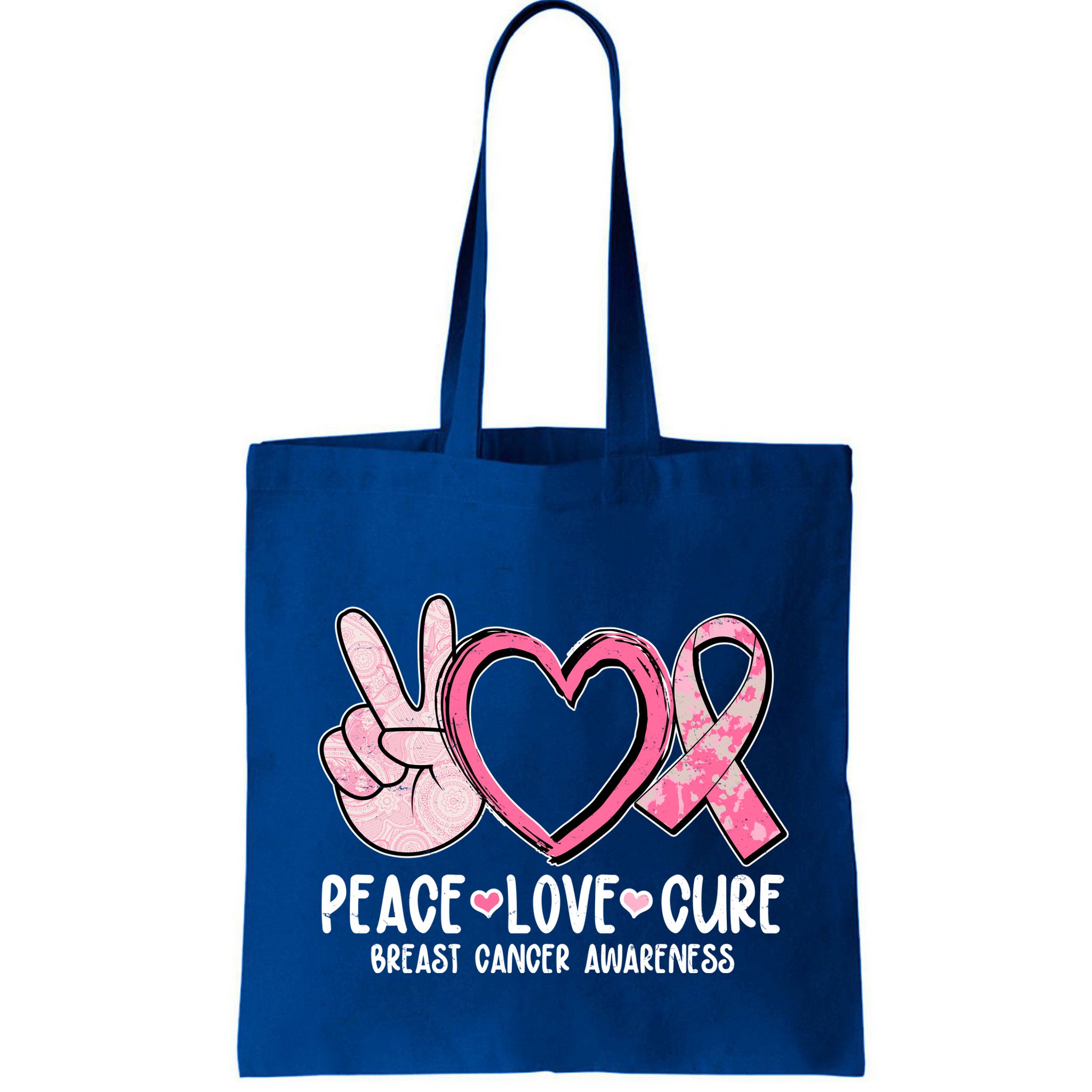 Peace Love Cure Breast Cance Awareness Bag