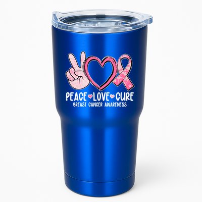 Peace Love Cure Breast Cance Awareness Tumbler