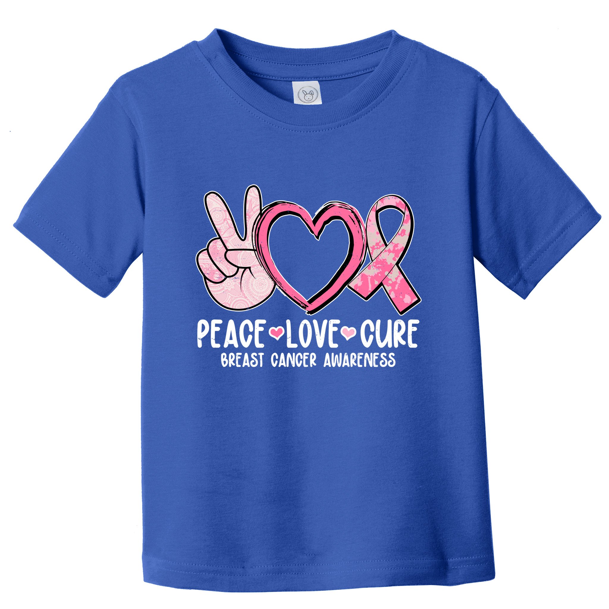 Peace Love Cure Breast Cance Awareness Toddler T-Shirt