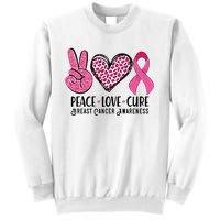 Peace Love Cure Breast Cancer Awareness Warrior Pink Ribbon Sweatshirt