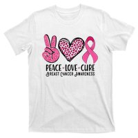 Peace Love Cure Breast Cancer Awareness Warrior Pink Ribbon T-Shirt