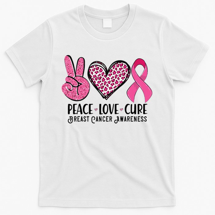 Peace Love Cure Breast Cancer Awareness Warrior Pink Ribbon T-Shirt