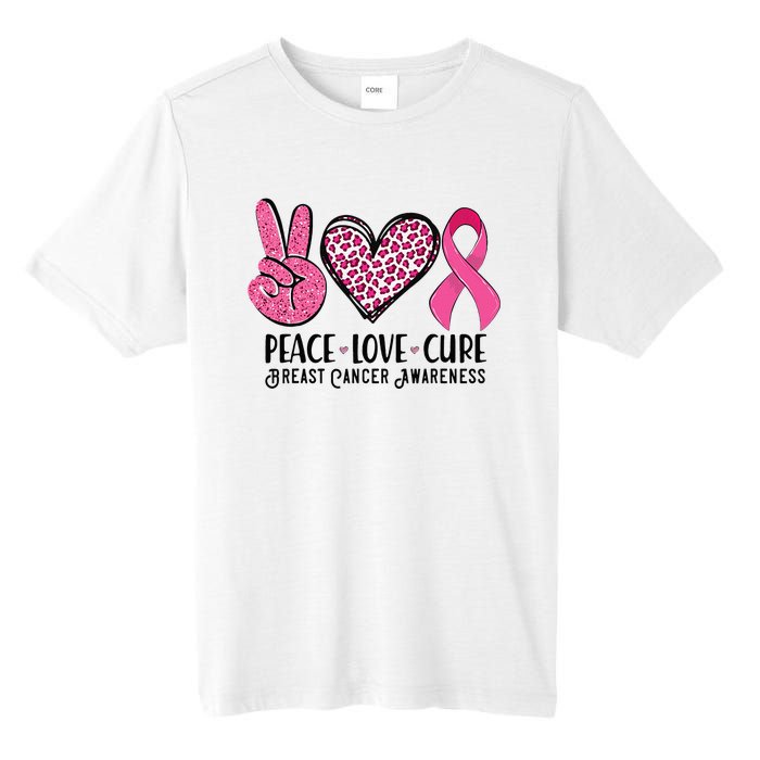 Peace Love Cure Breast Cancer Awareness Warrior Pink Ribbon Tall Fusion ChromaSoft Performance T-Shirt