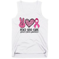 Peace Love Cure Breast Cancer Awareness Warrior Pink Ribbon Tank Top