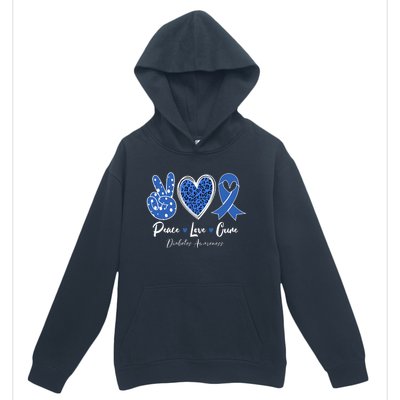 Peace Love Cure Grey Blue Ribbon Diabetes Awareness Urban Pullover Hoodie