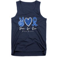 Peace Love Cure Grey Blue Ribbon Diabetes Awareness Tank Top