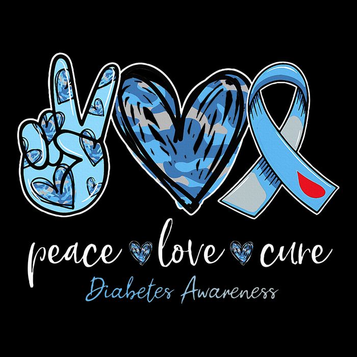 Peace love cure blue ribbon diabetes awareness month Baby Bodysuit
