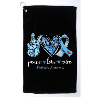 Peace love cure blue ribbon diabetes awareness month Golf Towel