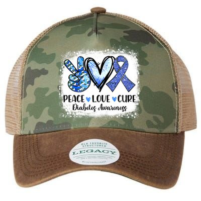 Peace Love Cure Diabetes Awareness Blue Ribbon Legacy Tie Dye Trucker Hat