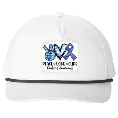 Peace Love Cure Diabetes Awareness Blue Ribbon Snapback Five-Panel Rope Hat