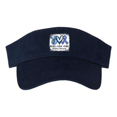 Peace Love Cure Diabetes Awareness Blue Ribbon Valucap Bio-Washed Visor