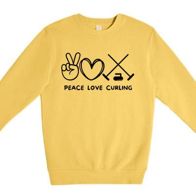 Peace Love Curling Retro Curling Lover Sport Lover Funny Gift Premium Crewneck Sweatshirt