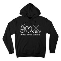 Peace Love Curling Retro Curling Lover Sport Lover Funny Gift Hoodie