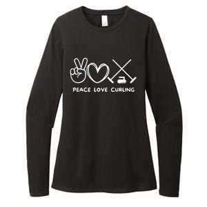 Peace Love Curling Retro Curling Lover Sport Lover Funny Gift Womens CVC Long Sleeve Shirt