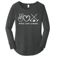 Peace Love Curling Retro Curling Lover Sport Lover Funny Gift Women's Perfect Tri Tunic Long Sleeve Shirt