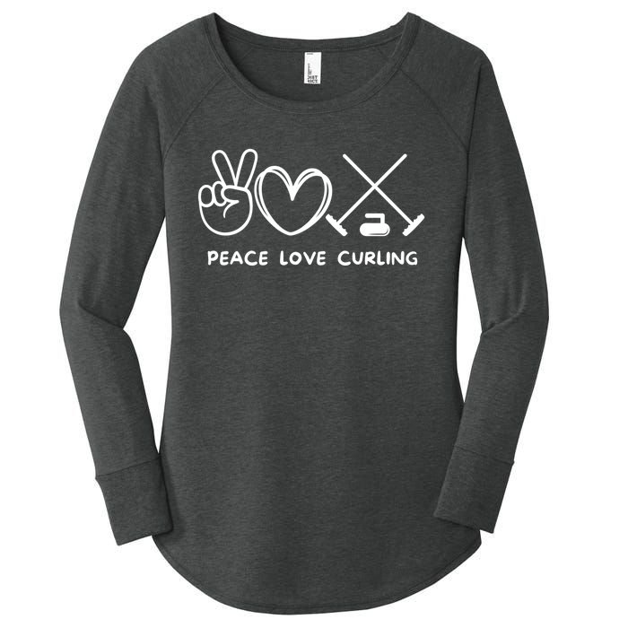 Peace Love Curling Retro Curling Lover Sport Lover Funny Gift Women's Perfect Tri Tunic Long Sleeve Shirt