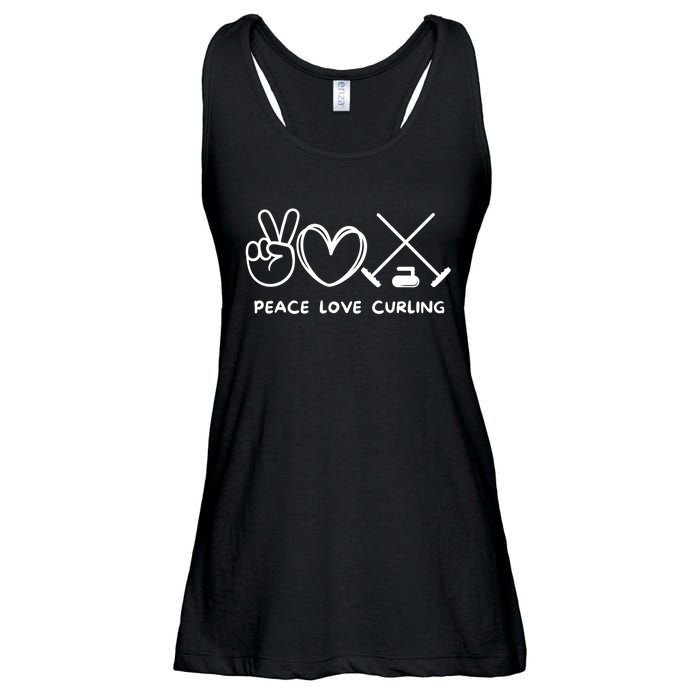 Peace Love Curling Retro Curling Lover Sport Lover Funny Gift Ladies Essential Flowy Tank