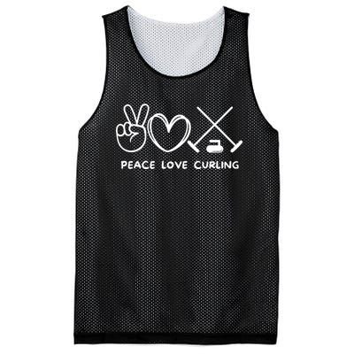 Peace Love Curling Retro Curling Lover Sport Lover Funny Gift Mesh Reversible Basketball Jersey Tank