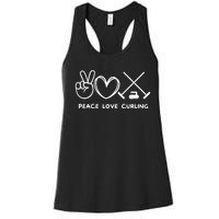 Peace Love Curling Retro Curling Lover Sport Lover Funny Gift Women's Racerback Tank