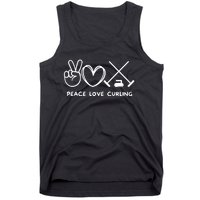 Peace Love Curling Retro Curling Lover Sport Lover Funny Gift Tank Top