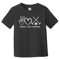 Peace Love Curling Retro Curling Lover Sport Lover Funny Gift Toddler T-Shirt