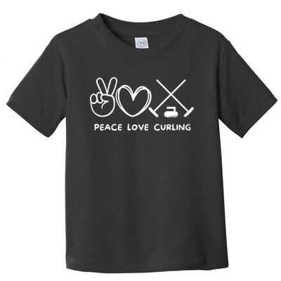 Peace Love Curling Retro Curling Lover Sport Lover Funny Gift Toddler T-Shirt