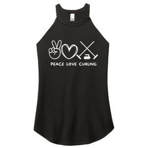 Peace Love Curling Retro Curling Lover Sport Lover Funny Gift Women's Perfect Tri Rocker Tank