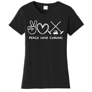 Peace Love Curling Retro Curling Lover Sport Lover Funny Gift Women's T-Shirt