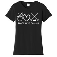 Peace Love Curling Retro Curling Lover Sport Lover Funny Gift Women's T-Shirt