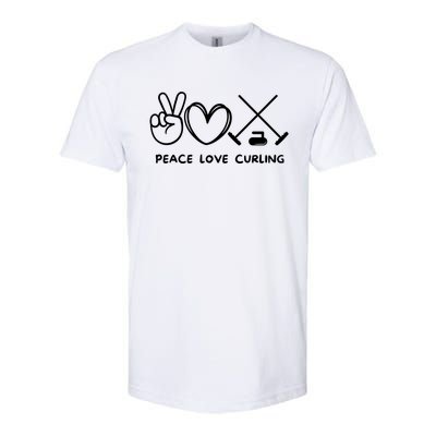 Peace Love Curling Retro Curling Lover Sport Lover Funny Gift Softstyle CVC T-Shirt