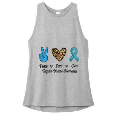 Peace Love Cure Thyroid Disease Awareness Survivor Leopard Ladies PosiCharge Tri-Blend Wicking Tank
