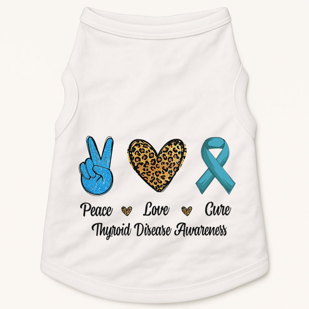 Peace Love Cure Thyroid Disease Awareness Survivor Leopard Doggie Tank