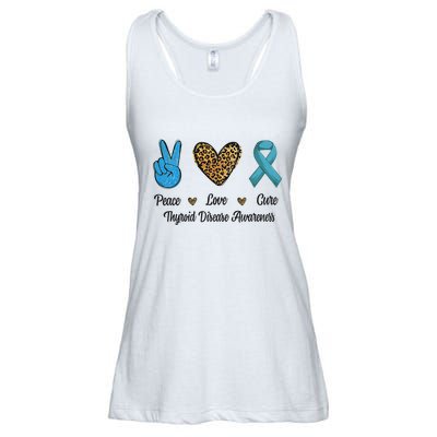 Peace Love Cure Thyroid Disease Awareness Survivor Leopard Ladies Essential Flowy Tank