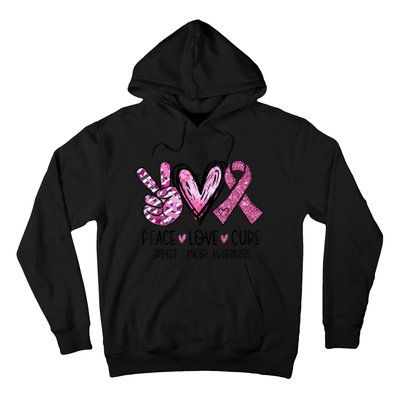 Peace Love Cure Pink Ribbon Cancer Breast Awareness  Hoodie