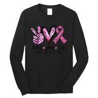 Peace Love Cure Pink Ribbon Cancer Breast Awareness  Long Sleeve Shirt