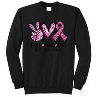 Peace Love Cure Pink Ribbon Cancer Breast Awareness  Sweatshirt